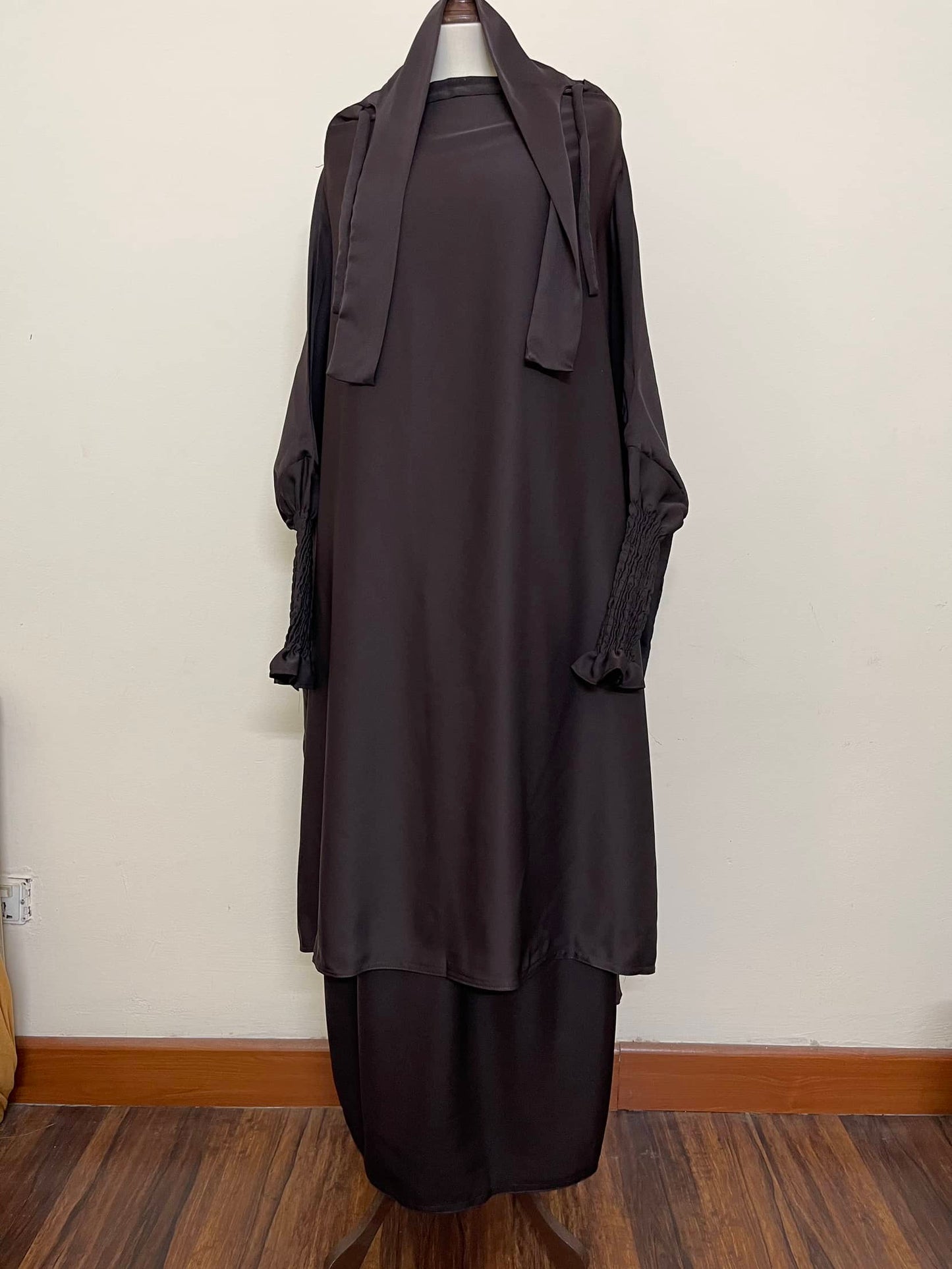 3 Piece Jilbab - Coffee Brown