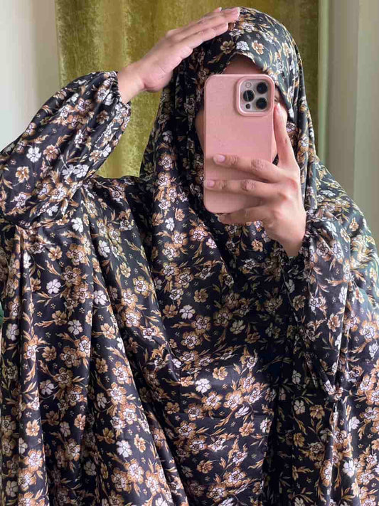 Full Coverage Namaz Chadar with Sleeves + Niqab (Mix Lawn