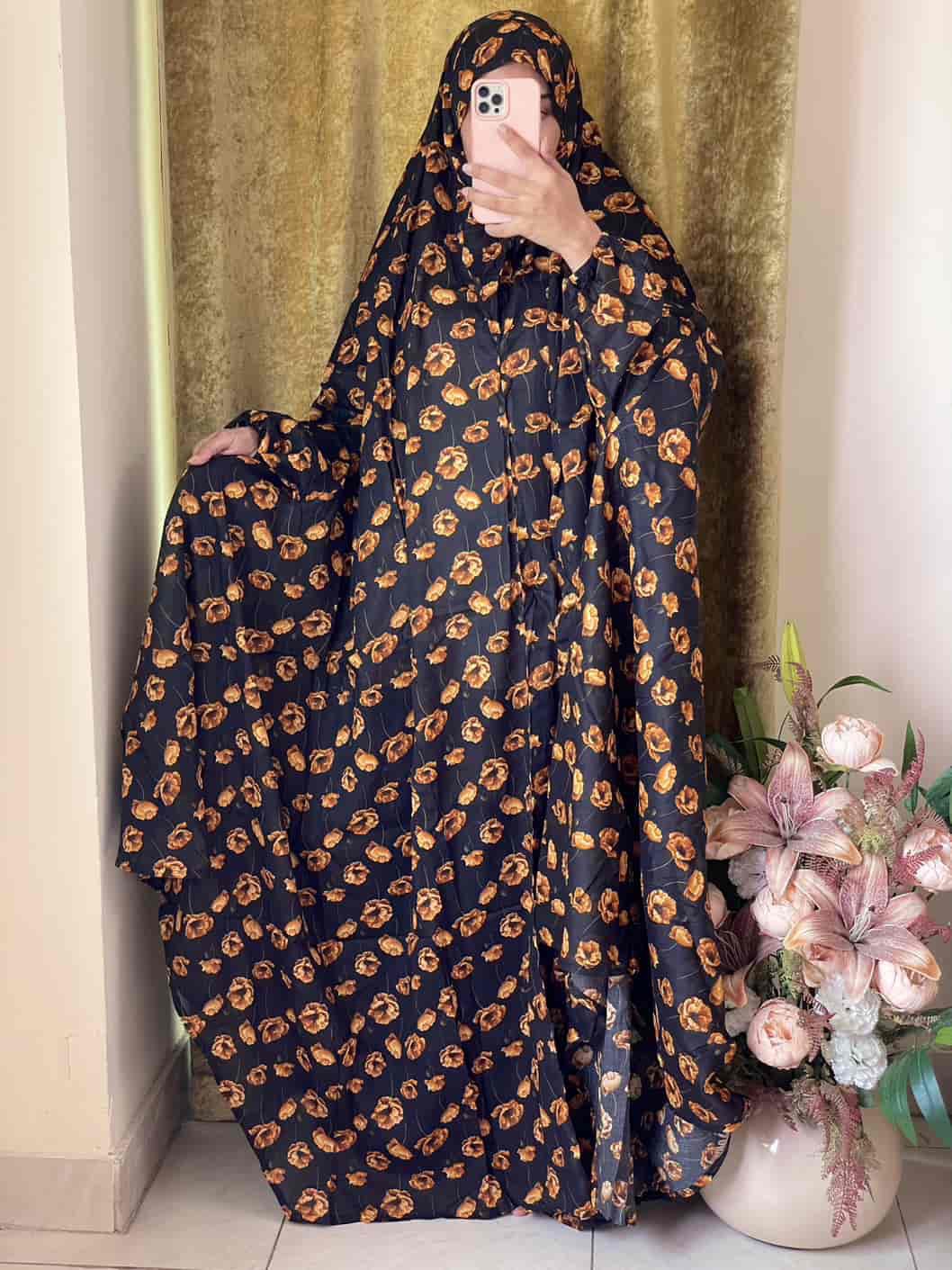 Full Coverage Namaz Chadar with Sleeves + Niqab (Pure Lawn)