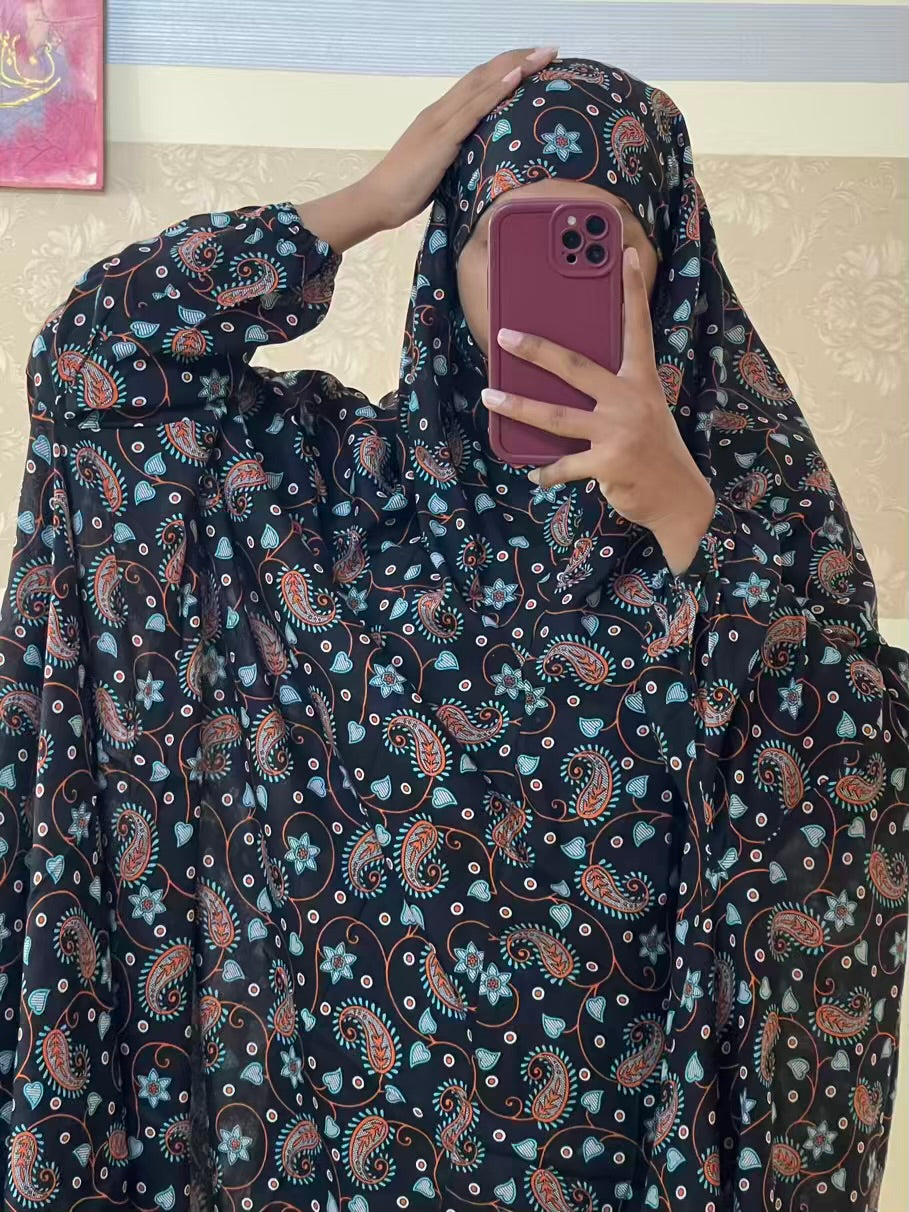 Full Coverage Namaz Chadar with Sleeves + Niqab (Linen)