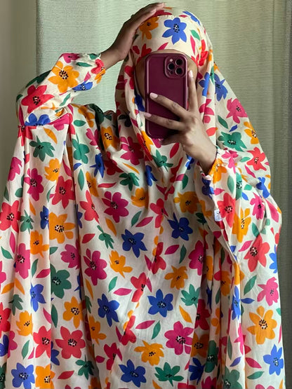 Full Coverage Namaz Chadar with Sleeves + Niqab (Pure Lawn)