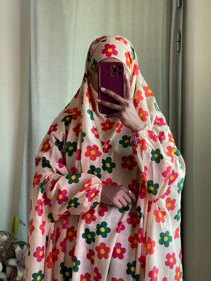 Full Coverage Namaz Chadar with Sleeves + Niqab (Pure Lawn)