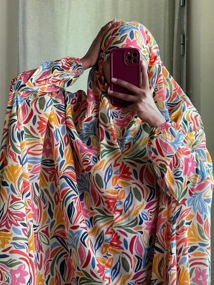 Full Coverage Namaz Chadar with Sleeves + Niqab (Pure Lawn)