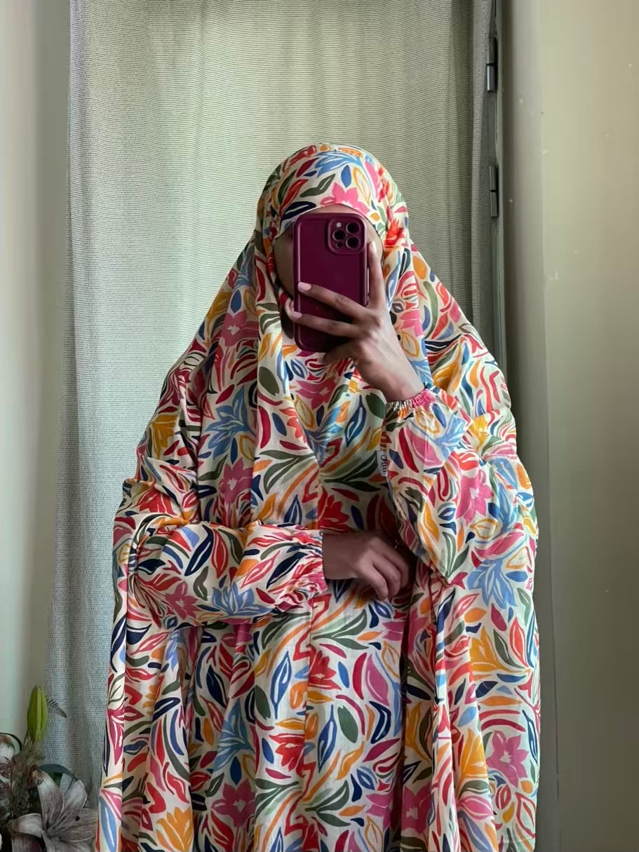 Full Coverage Namaz Chadar with Sleeves + Niqab (Pure Lawn)