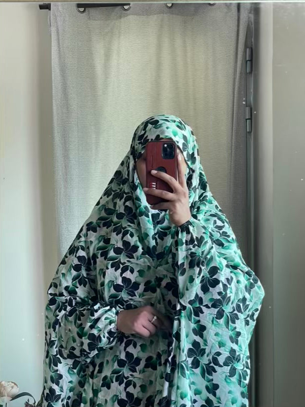 Full Coverage Namaz Chadar with Sleeves + Niqab (Pure Lawn)