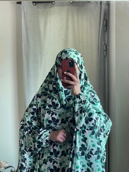 Full Coverage Namaz Chadar with Sleeves + Niqab (Pure Lawn)
