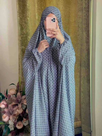 Full Coverage Namaz Chadar with Sleeves + Niqab (Mix Lawn