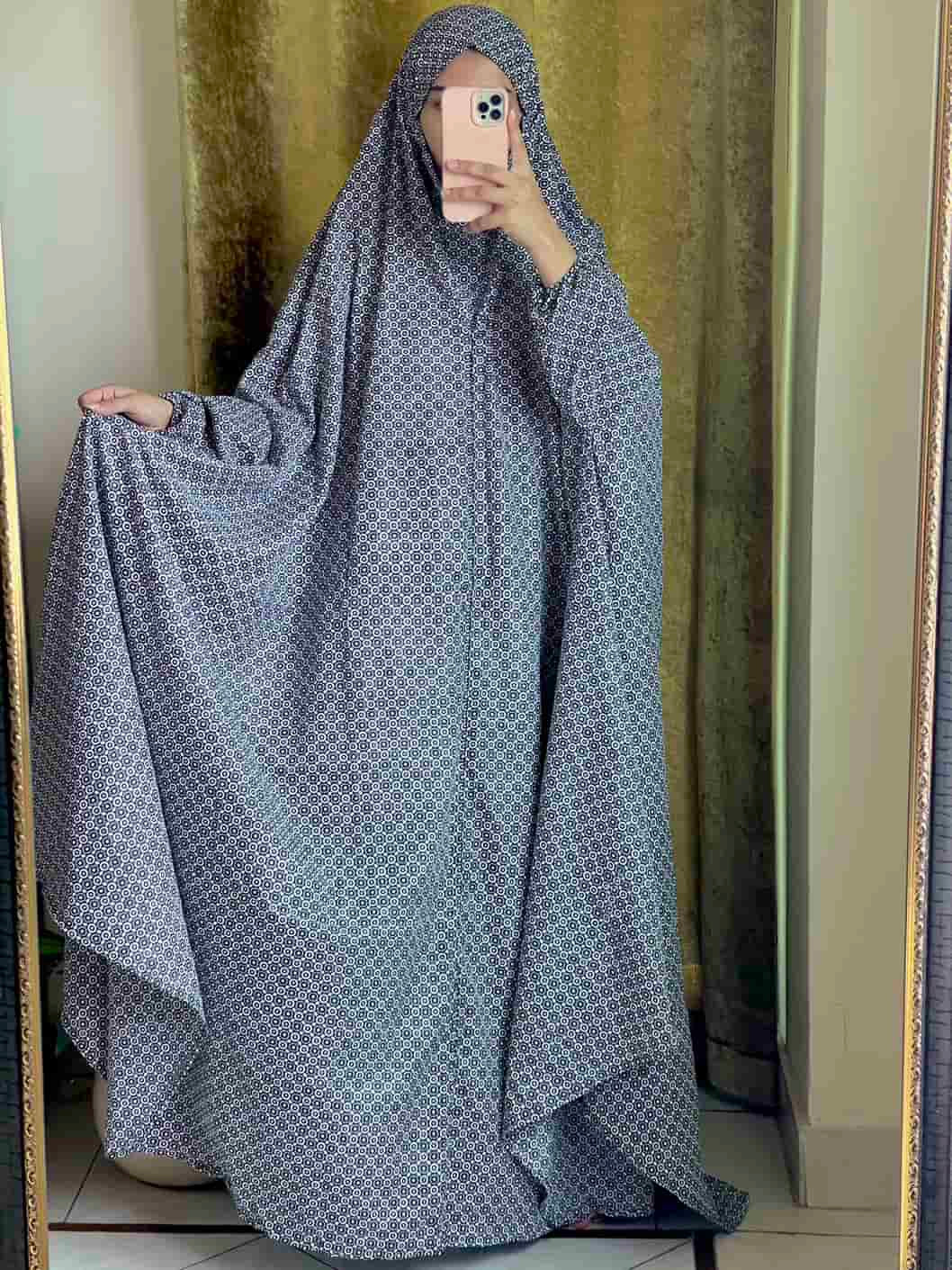 Full Coverage Namaz Chadar with Sleeves + Niqab (Mix Lawn