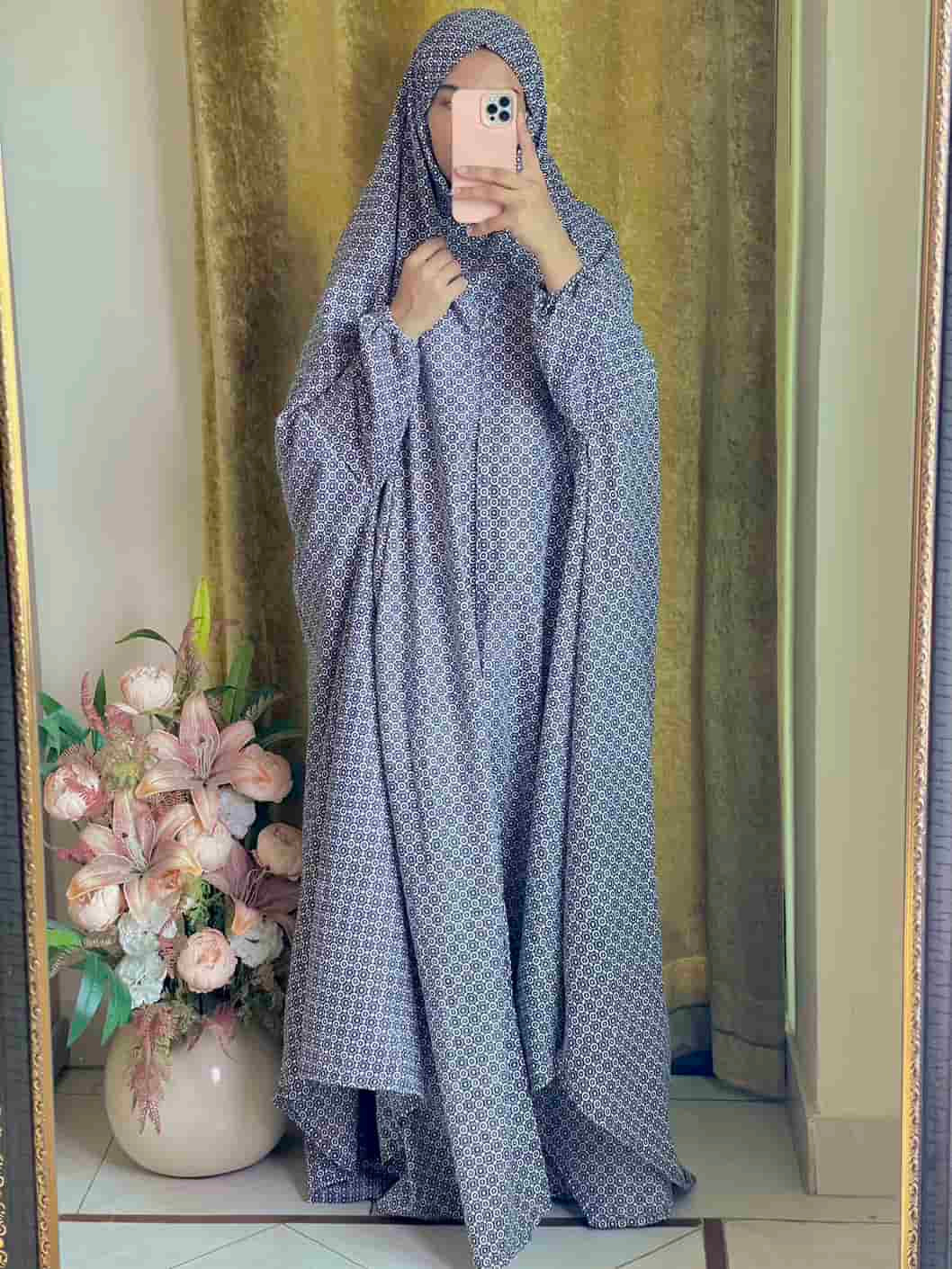 Full Coverage Namaz Chadar with Sleeves + Niqab (Mix Lawn