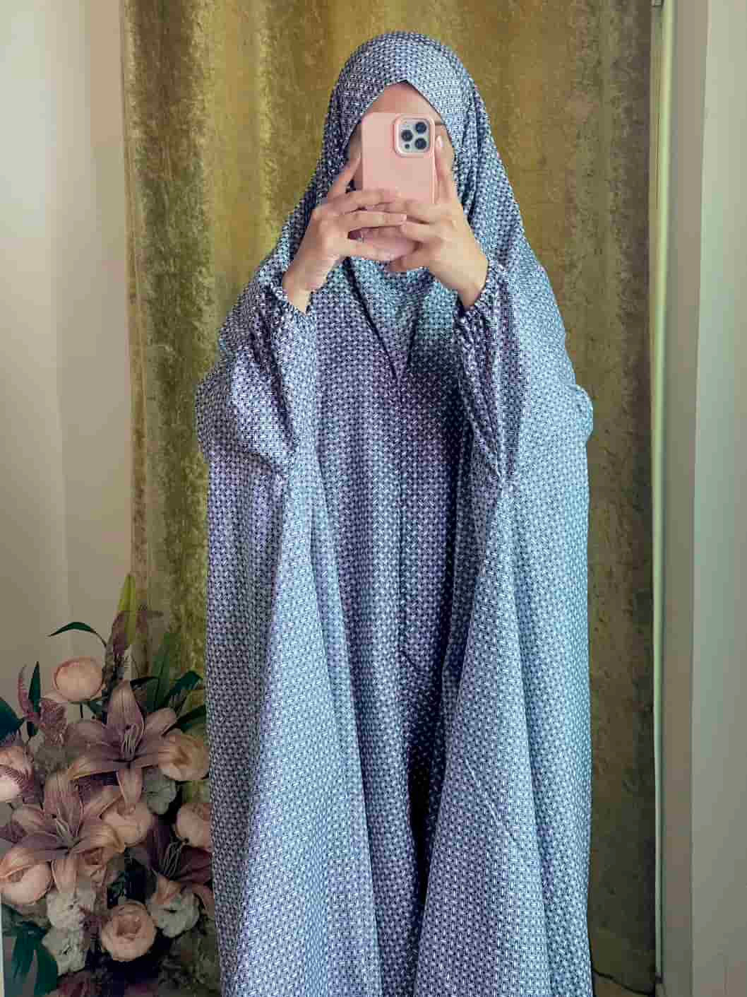 Full Coverage Namaz Chadar with Sleeves + Niqab (Mix Lawn)