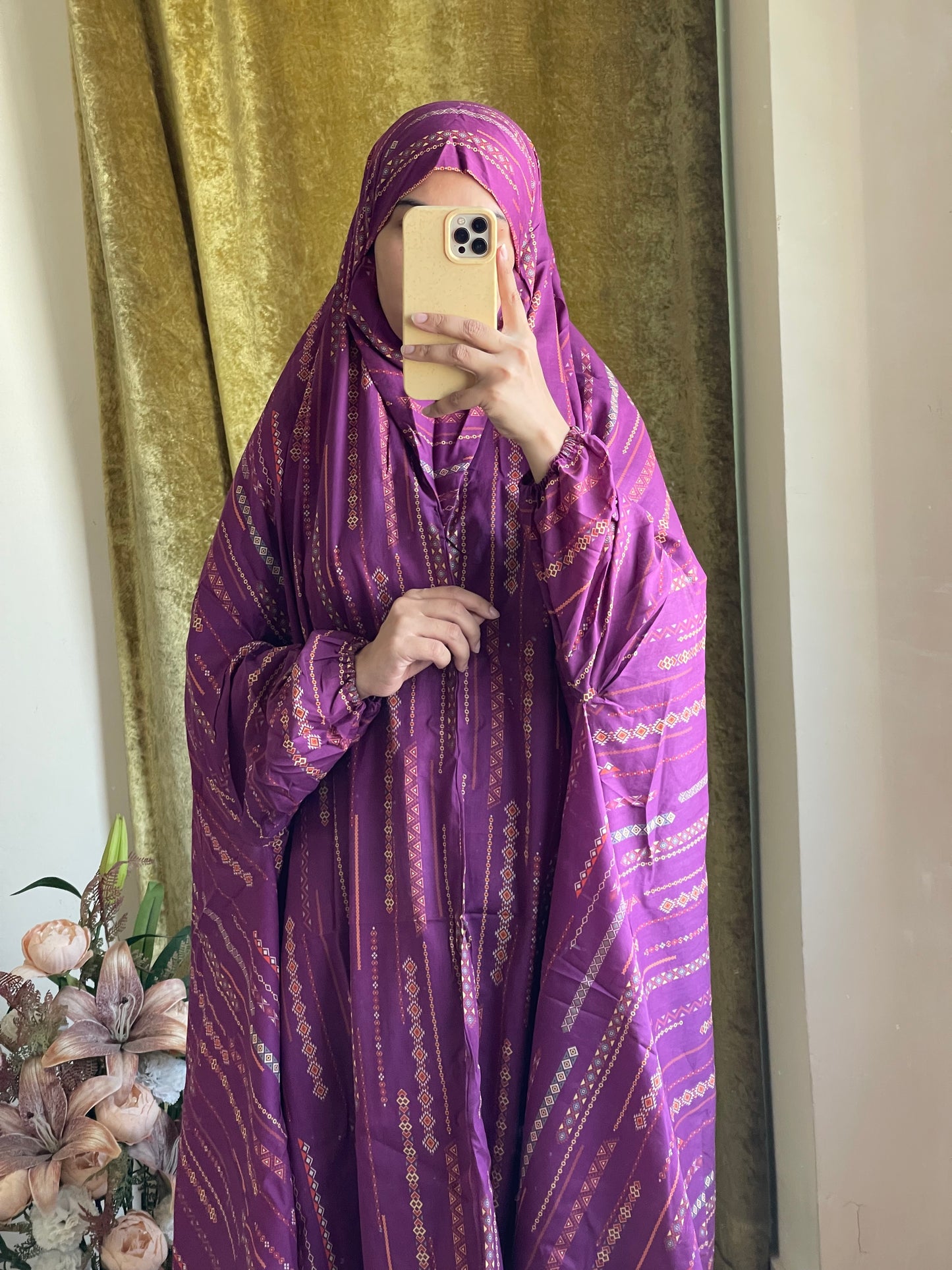 Full Coverage Namaz Chadar with Sleeves + Niqab (Pure Lawn)
