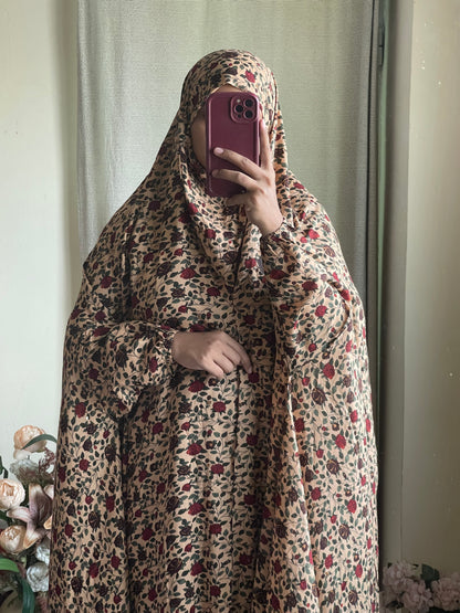 Full Coverage Namaz chadar with sleeves + Niqab (Linen)