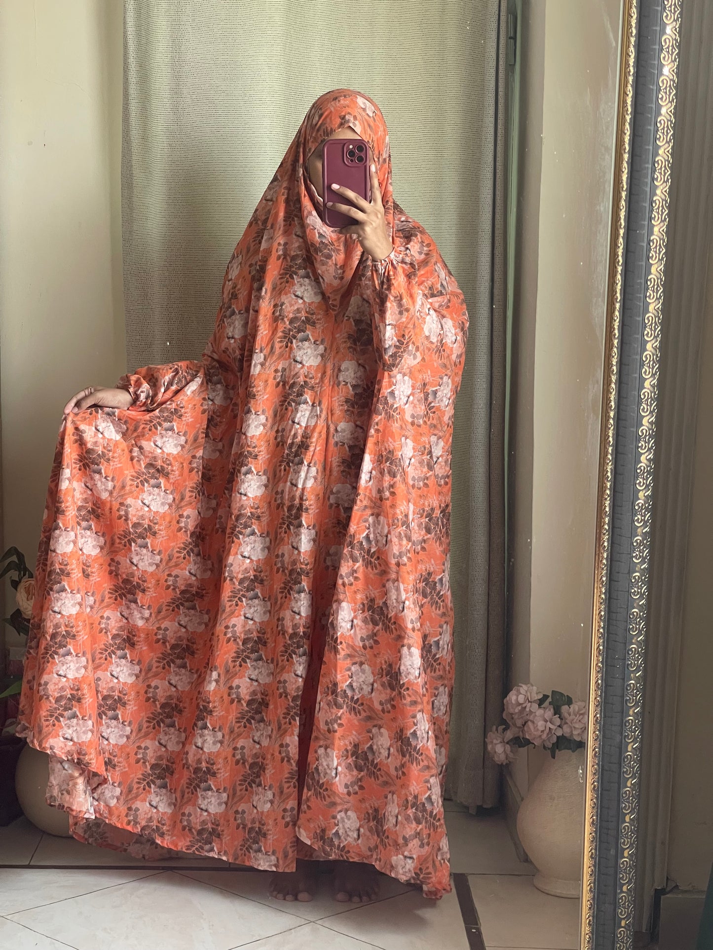 Full Coverage Namaz Chadar with Sleeves + Niqab (Pure Lawn)