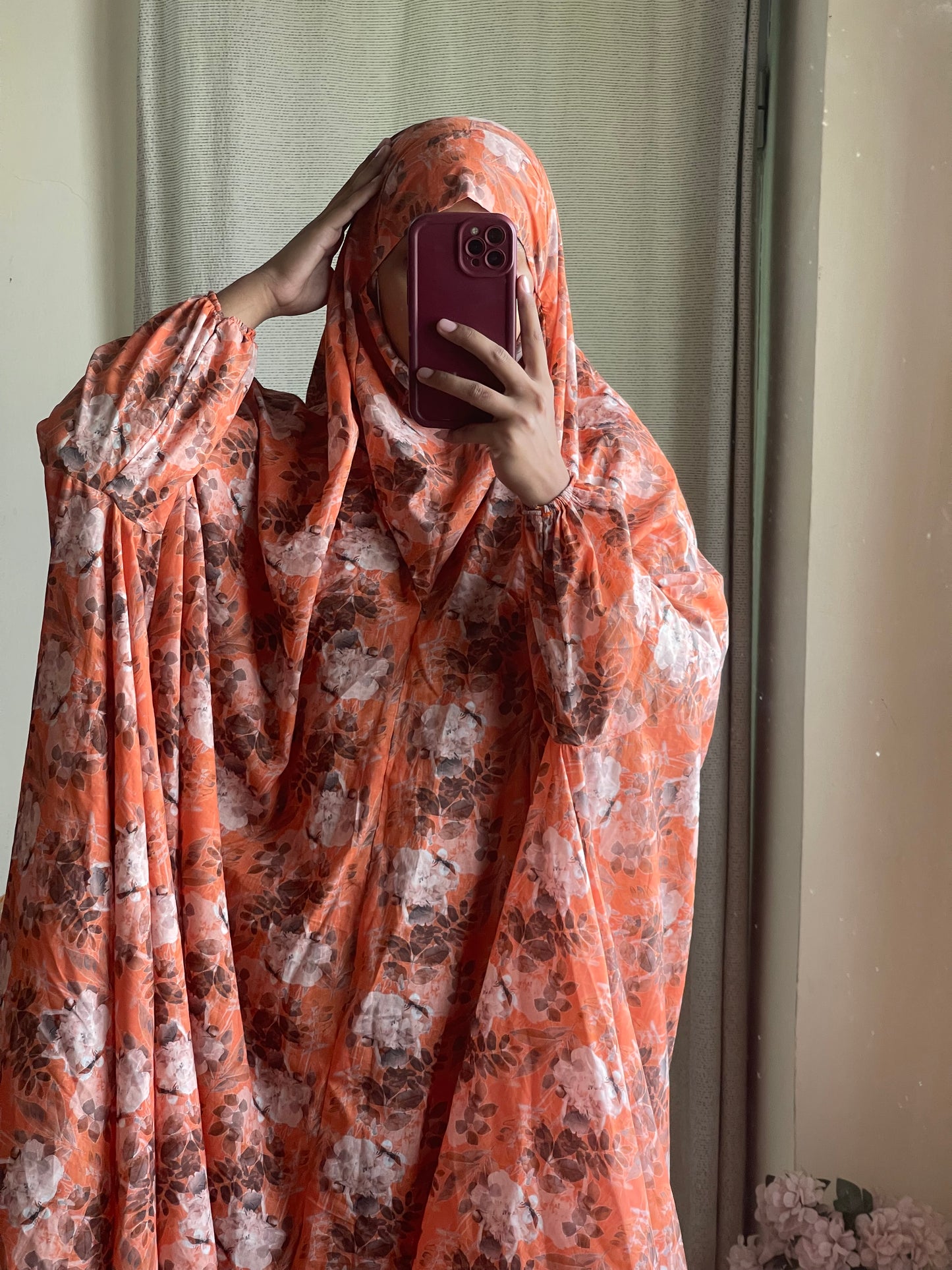 Full Coverage Namaz Chadar with Sleeves + Niqab (Pure Lawn)