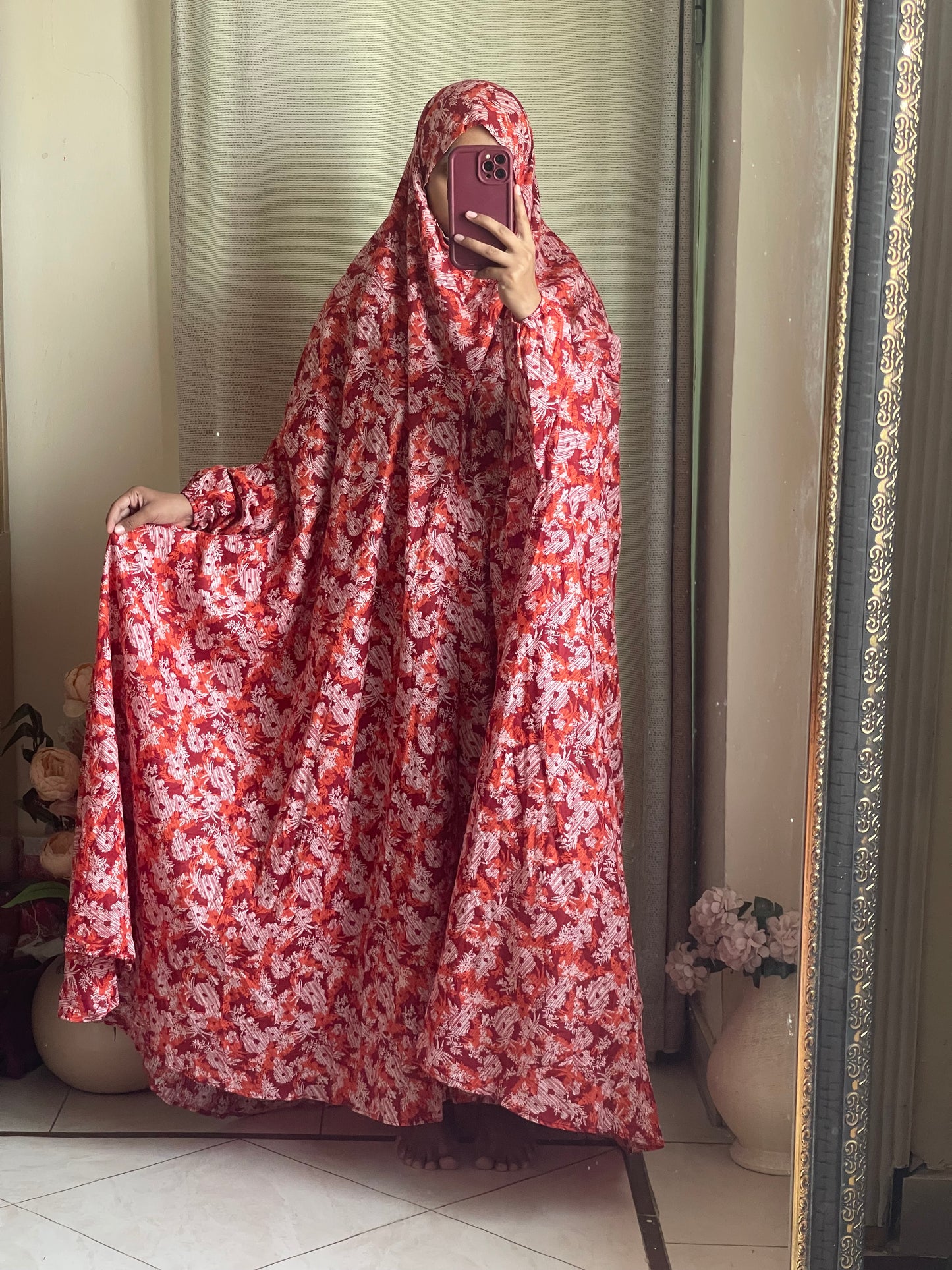 Full Coverage Namaz Chadar with Sleeves + Niqab (Pure Lawn)