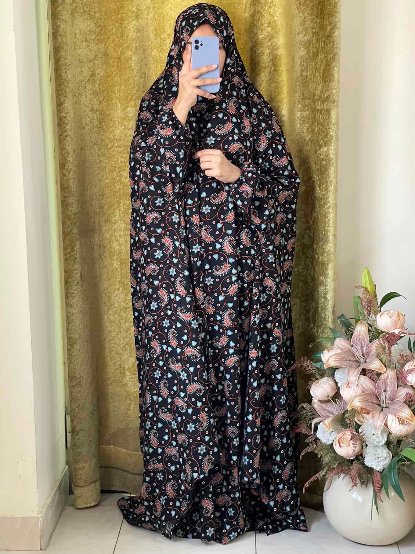 Full Coverage Namaz Chadar with Sleeves + Niqab (Linen)