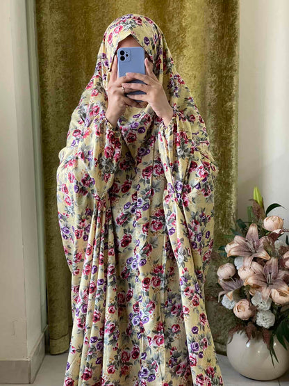 Full Coverage Namaz Chadar with Sleeves + Niqab (Mix Lawn)