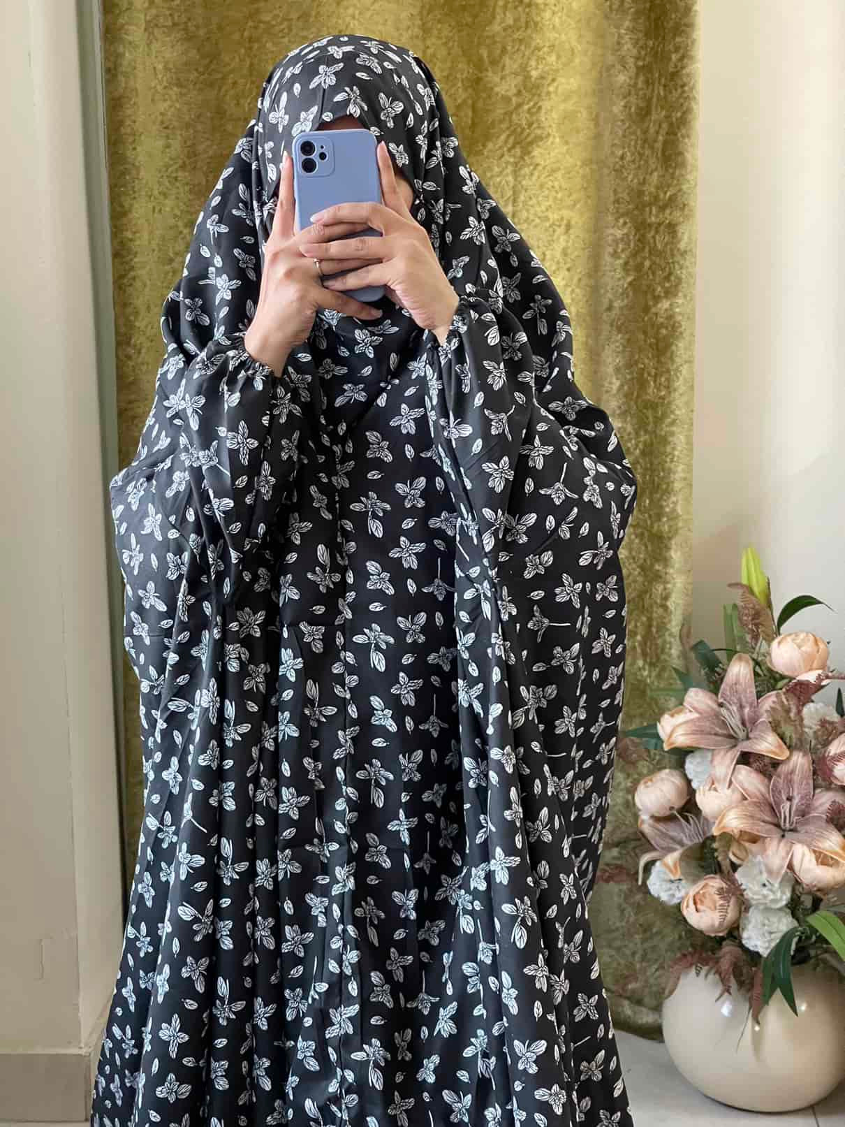 Full Coverage Namaz Chadar with Sleeves + Niqab (Winter Cotton)