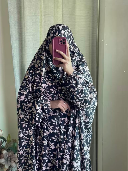 Full Coverage Namaz Chadar with Sleeves + Niqab (Pure Lawn)
