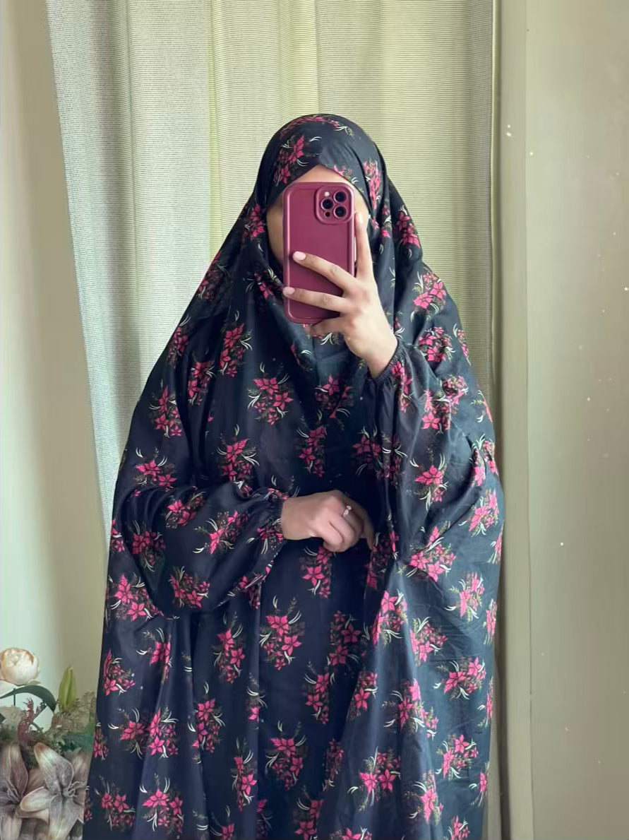 Full Coverage Namaz Chadar with Sleeves + Niqab (Pure Lawn)