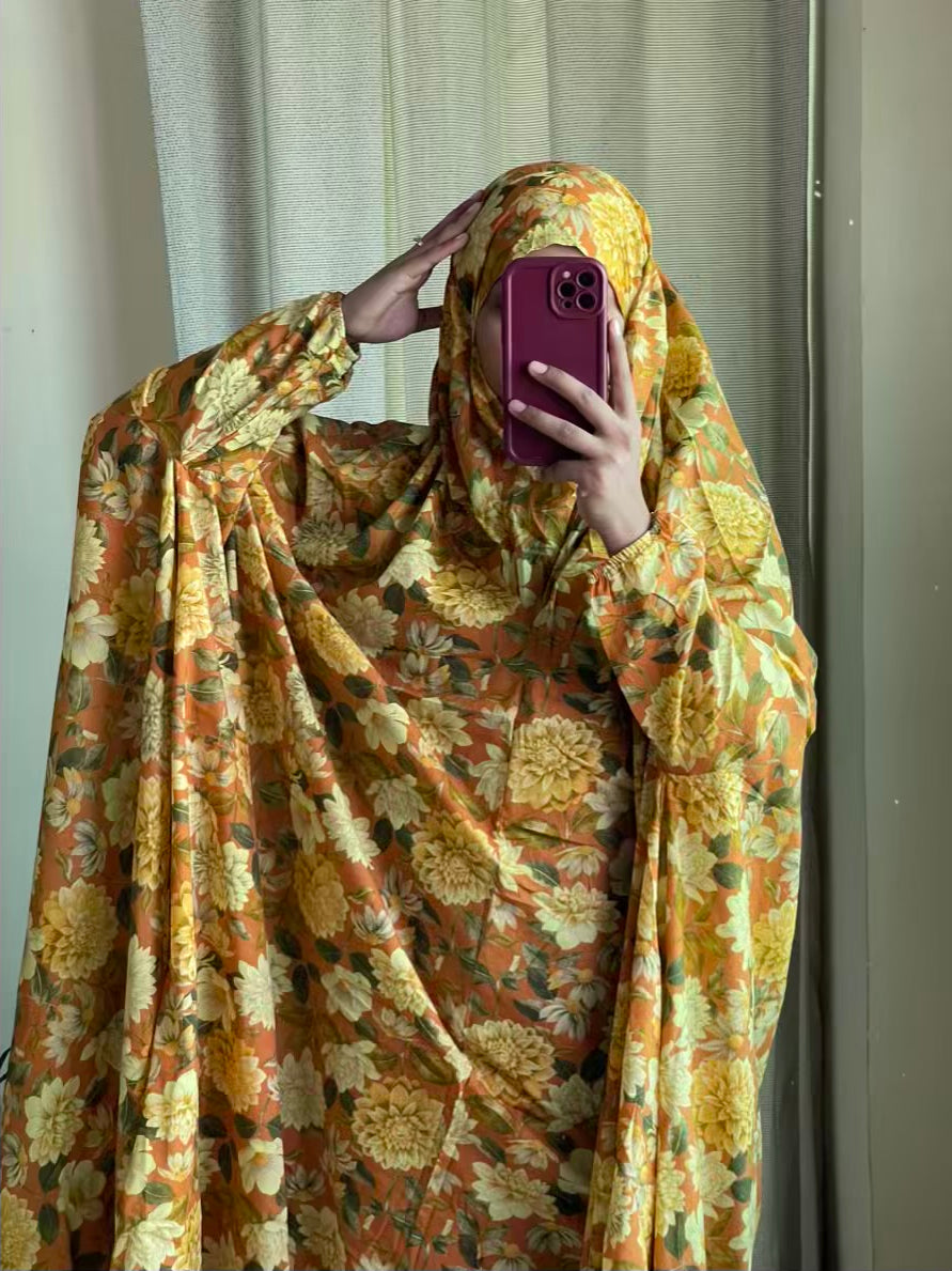 Full Coverage Namaz Chadar with Sleeves + Niqab (Pure Lawn)