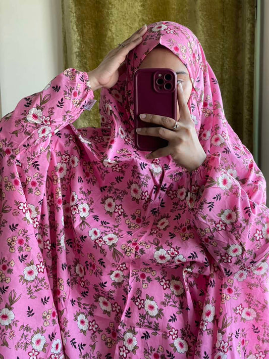 Full Coverage Namaz Chadar with Sleeves + Niqab (Pure Lawn)