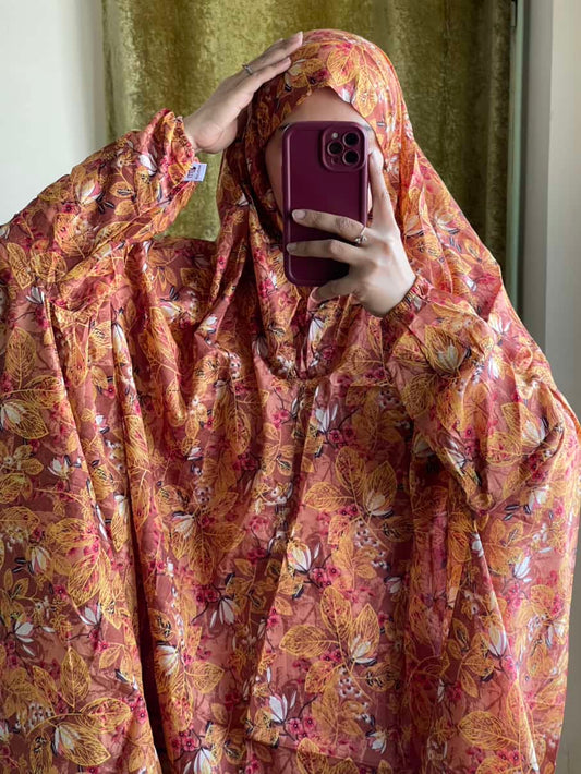 Full Coverage Namaz Chadar with Sleeves + Niqab (Pure Lawn)