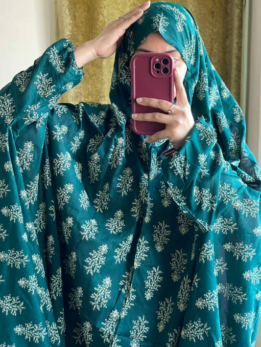 Full Coverage Namaz Chadar with Sleeves + Niqab (Pure Lawn)