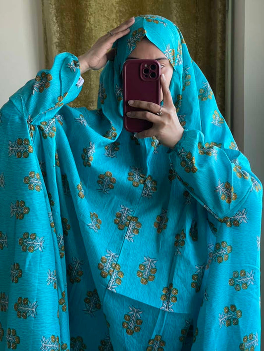 Full Coverage Namaz Chadar with Sleeves + Niqab (Pure Lawn)