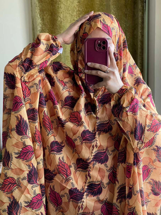Full Coverage Namaz Chadar with Sleeves + Niqab (Pure Lawn)
