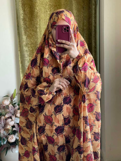 Full Coverage Namaz Chadar with Sleeves + Niqab (Pure Lawn)