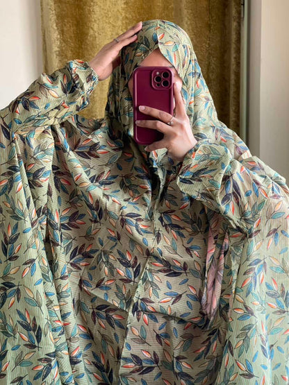 Full Coverage Namaz Chadar with Sleeves + Niqab (Pure Lawn)