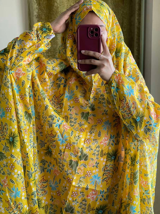 Full Coverage Namaz Chadar with Sleeves + Niqab (Pure Lawn)