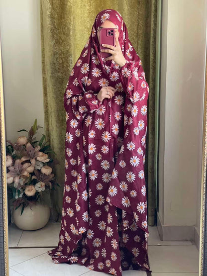 Full Coverage Namaz Chadar with Sleeves + Niqab (Pure Lawn)