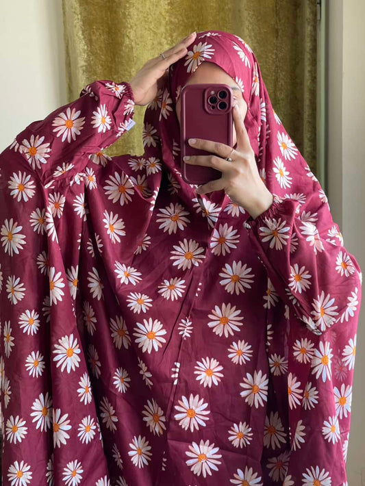 Full Coverage Namaz Chadar with Sleeves + Niqab (Pure Lawn)
