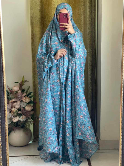 Full Coverage Namaz Chadar with Sleeves + Niqab (Mix Lawn)
