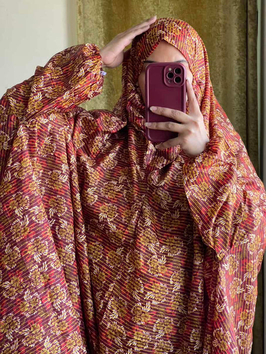 Full Coverage Namaz Chadar with Sleeves + Niqab (Mix Lawn)