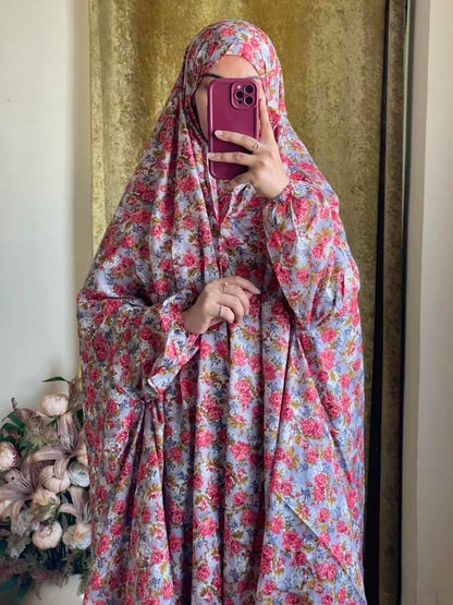 Full Coverage Namaz Chadar with Sleeves + Niqab (Mix Lawn)