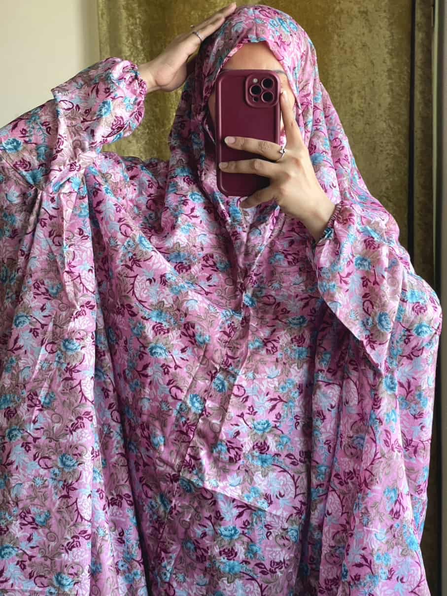 Full Coverage Namaz Chadar with Sleeves + Niqab (Mix Lawn)