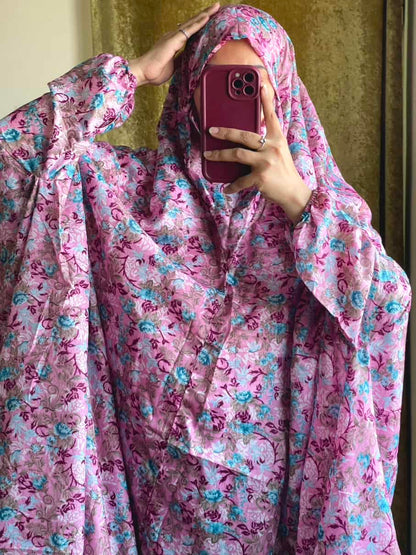 Full Coverage Namaz Chadar with Sleeves + Niqab (Mix Lawn)