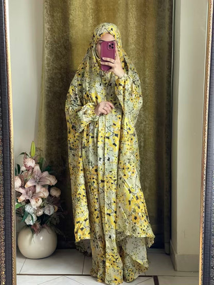 Full Coverage Namaz Chadar with Sleeves + Niqab (Pure Lawn)