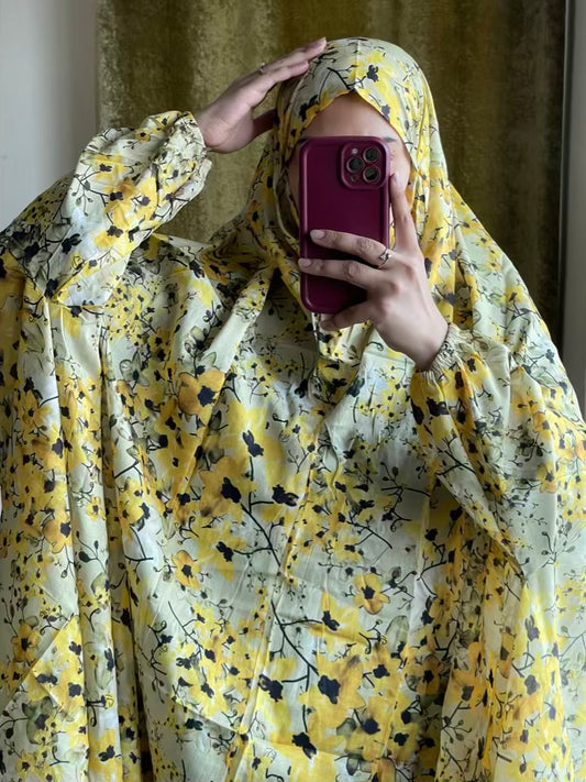 Full Coverage Namaz Chadar with Sleeves + Niqab (Pure Lawn)