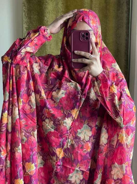 Full Coverage Namaz Chadar with Sleeves + Niqab (Pure Lawn)