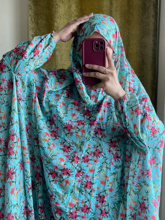 Full Coverage Namaz Chadar with Sleeves + Niqab (Pure Lawn)