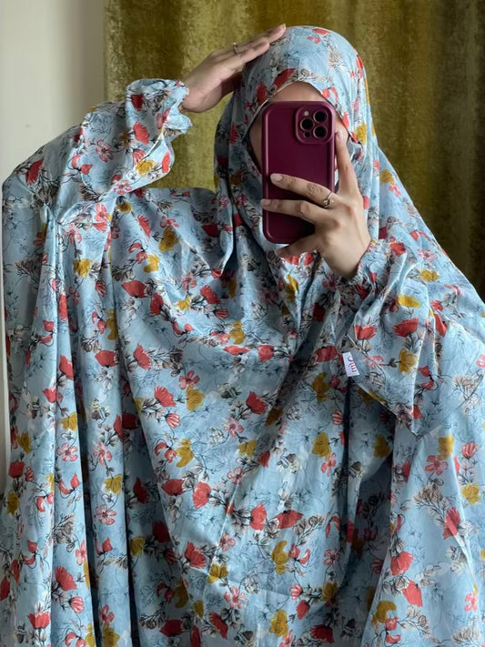 Full Coverage Namaz Chadar with Sleeves + Niqab (Pure Lawn)