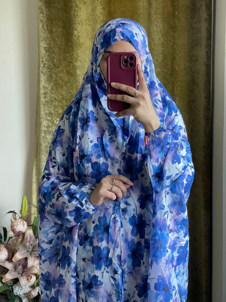 Full Coverage Namaz Chadar with Sleeves + Niqab (Pure Lawn)