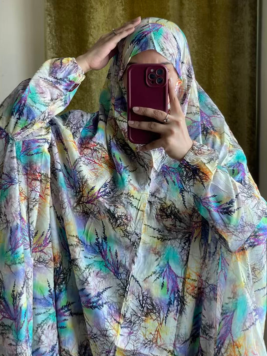 Full Coverage Namaz Chadar with Sleeves + Niqab (Pure Lawn)