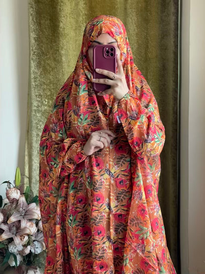 Full Coverage Namaz Chadar with Sleeves + Niqab (Pure Lawn)