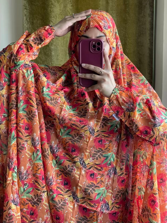 Full Coverage Namaz Chadar with Sleeves + Niqab (Pure Lawn)