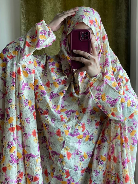 Full Coverage Namaz Chadar with Sleeves + Niqab (Pure Lawn)